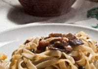 italian pasta tagliatelle with porcini mushroom